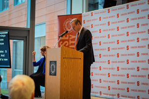SU Chancellor Kent Syverud addressed different university issues at his speech on Tuesday at the Life Sciences Complex, including recent calls for SU to declare itself a 